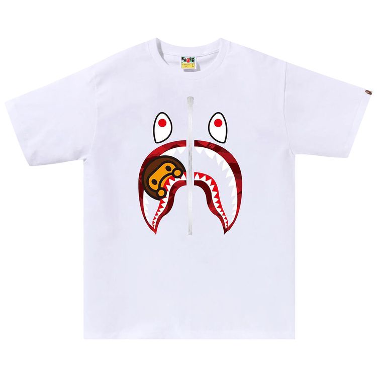 BAPE Color Camo Milo Shark Tee WhiteRed