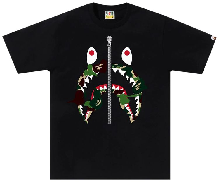 BAPE ABC Camo Rebuild Shark Tee BlackGreen