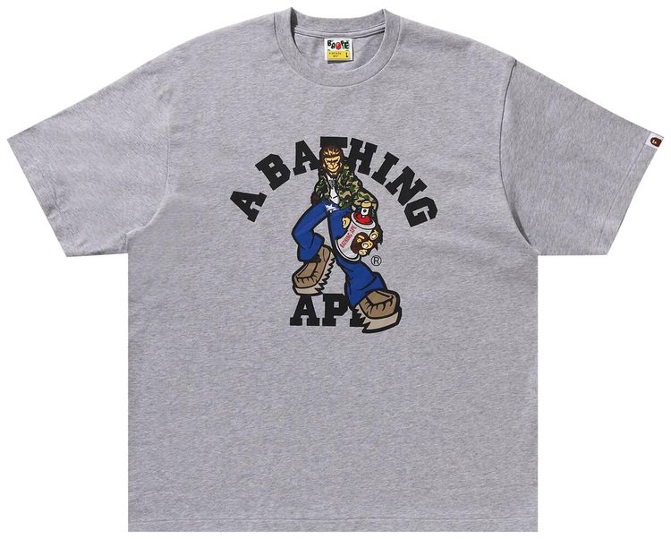 BAPE Graffiti Character College Relaxed Fit Tee Grey