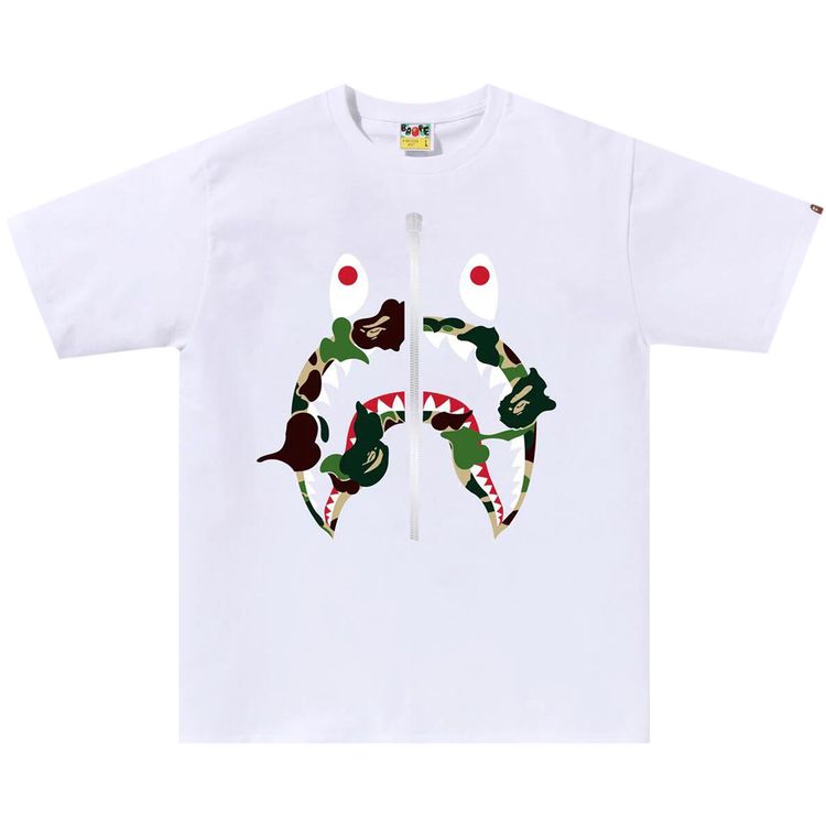BAPE ABC Camo Rebuild Shark Tee WhiteGreen