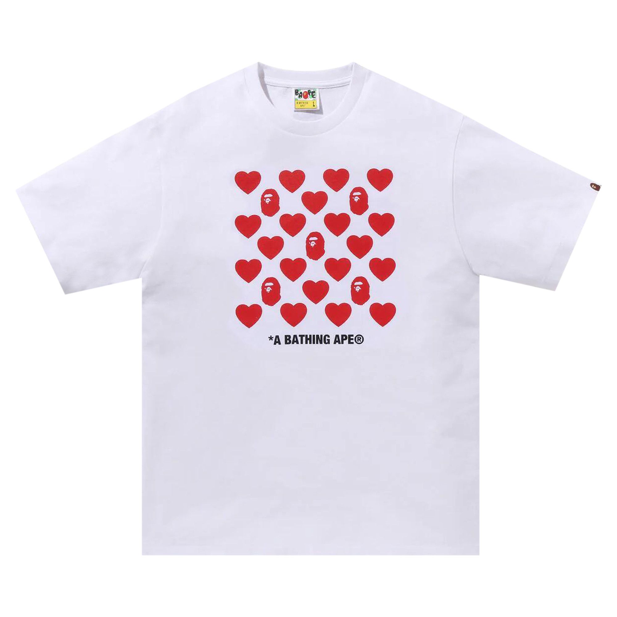 Size xl BAPE Heart Pattern Box Tee White