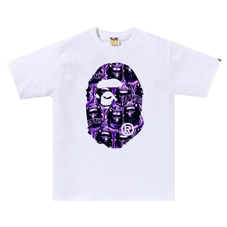 BAPE Ape Head Graffiti Big Ape Head Tee WhitePurple
