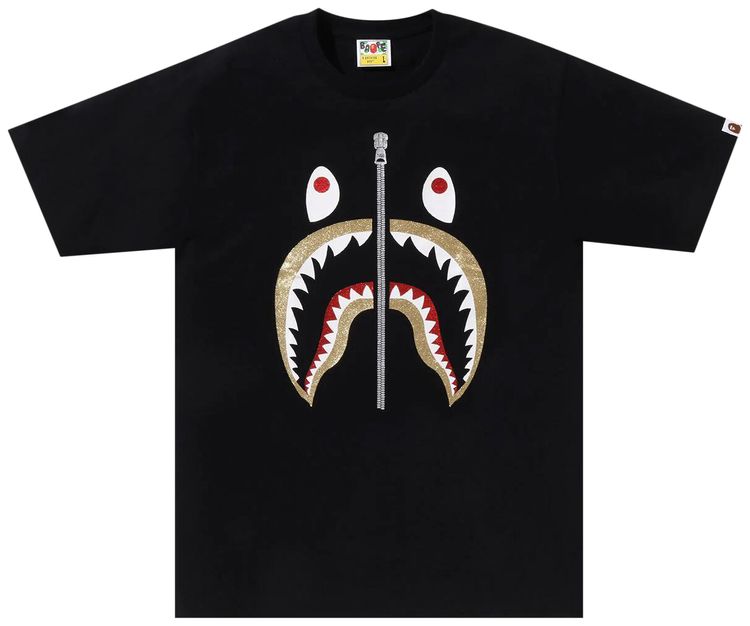 BAPE Glitter Shark Tee Black