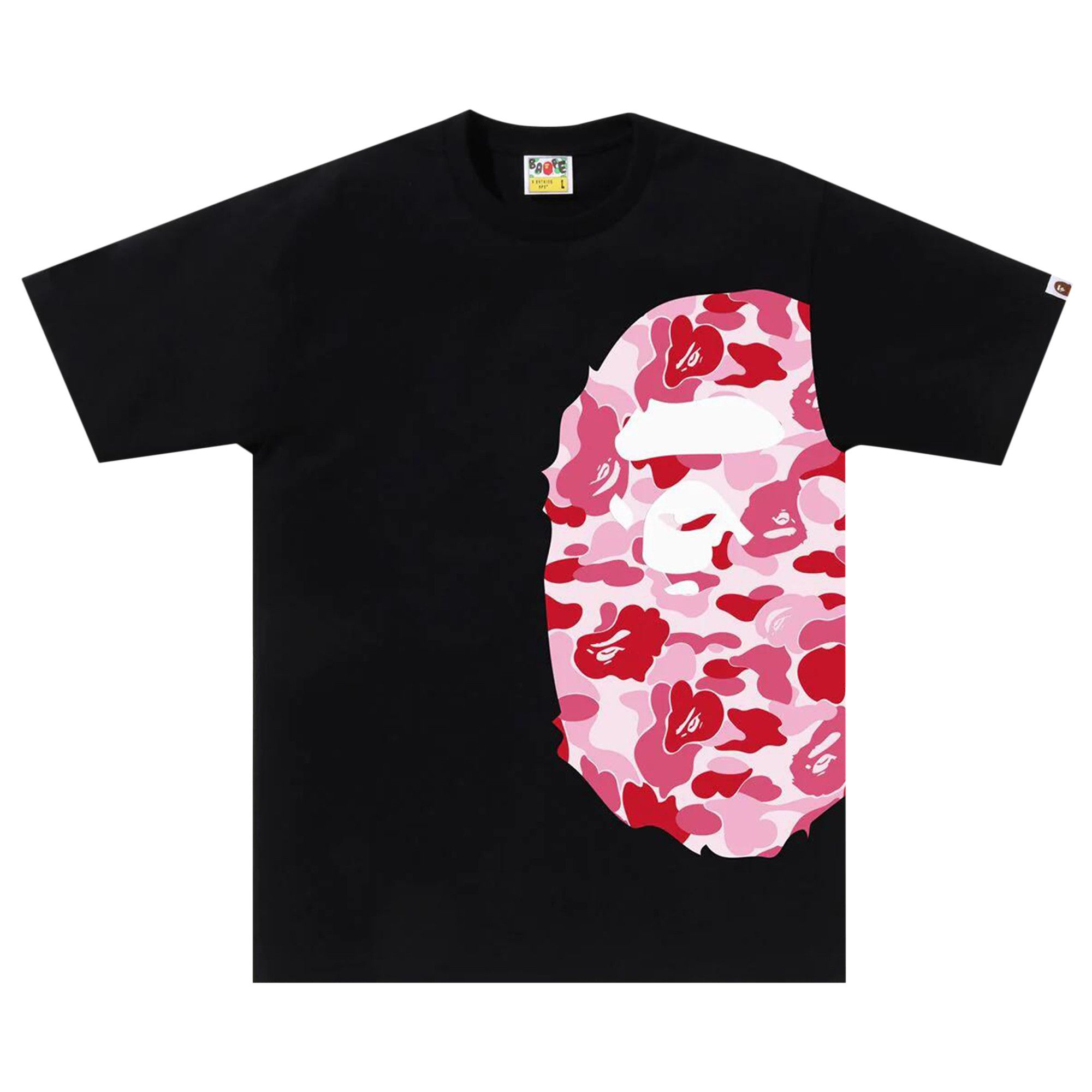 Buy BAPE ABC Camo Side Big Ape Head Tee 'Black/Pink' - 1J80