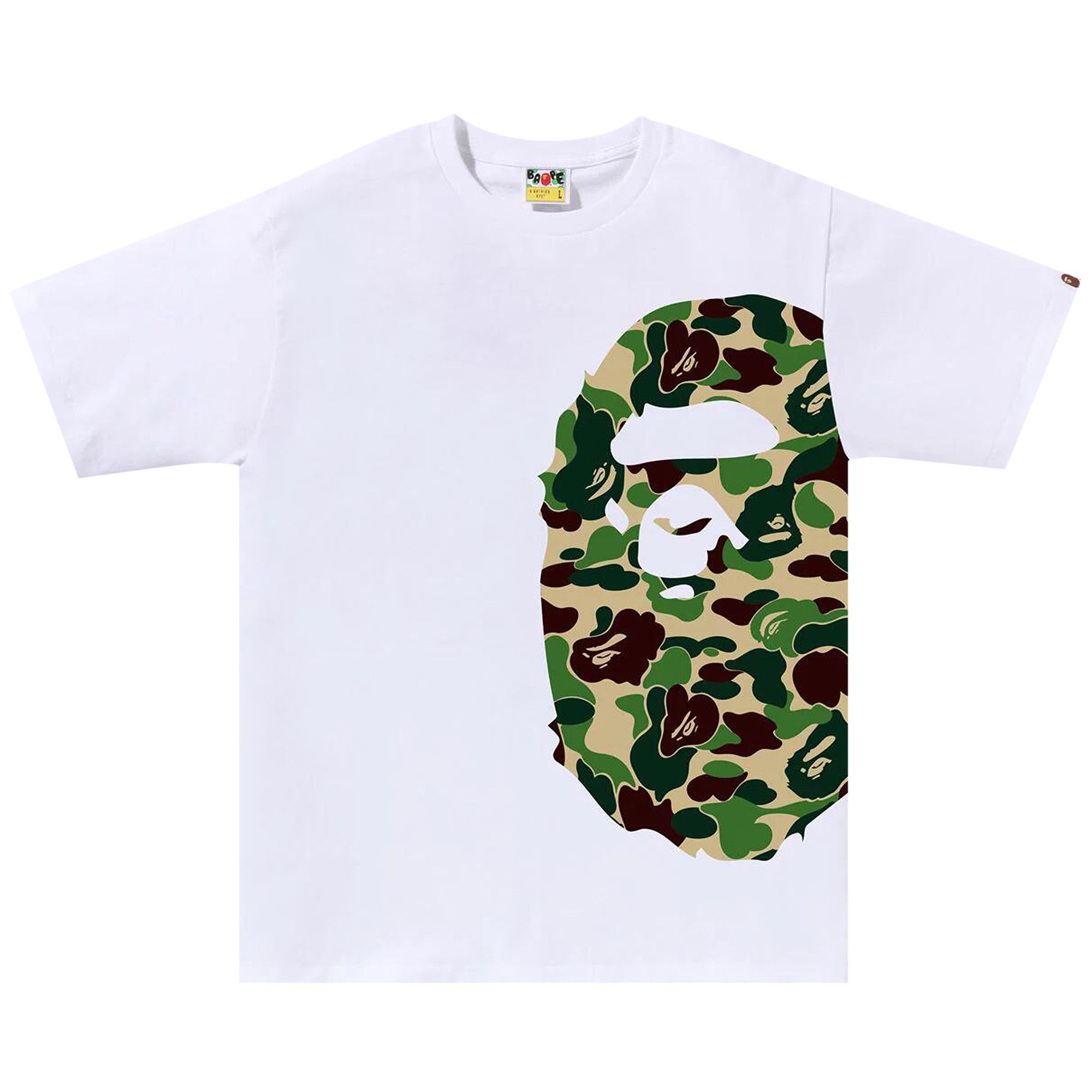 Buy BAPE ABC Camo Side Big Ape Head Tee 'White/Green' - 1J80