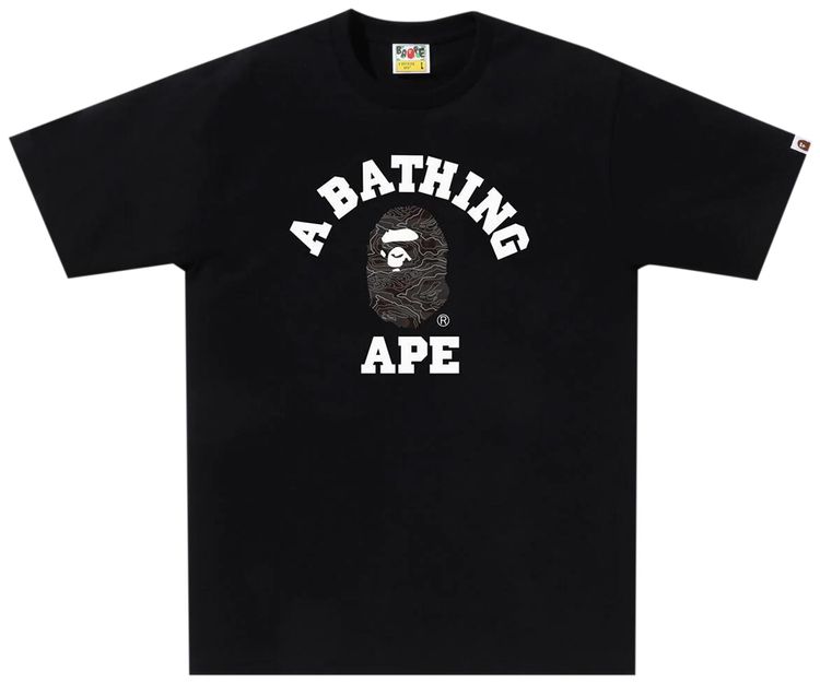BAPE Layered Line Camo College Tee BlackBlack