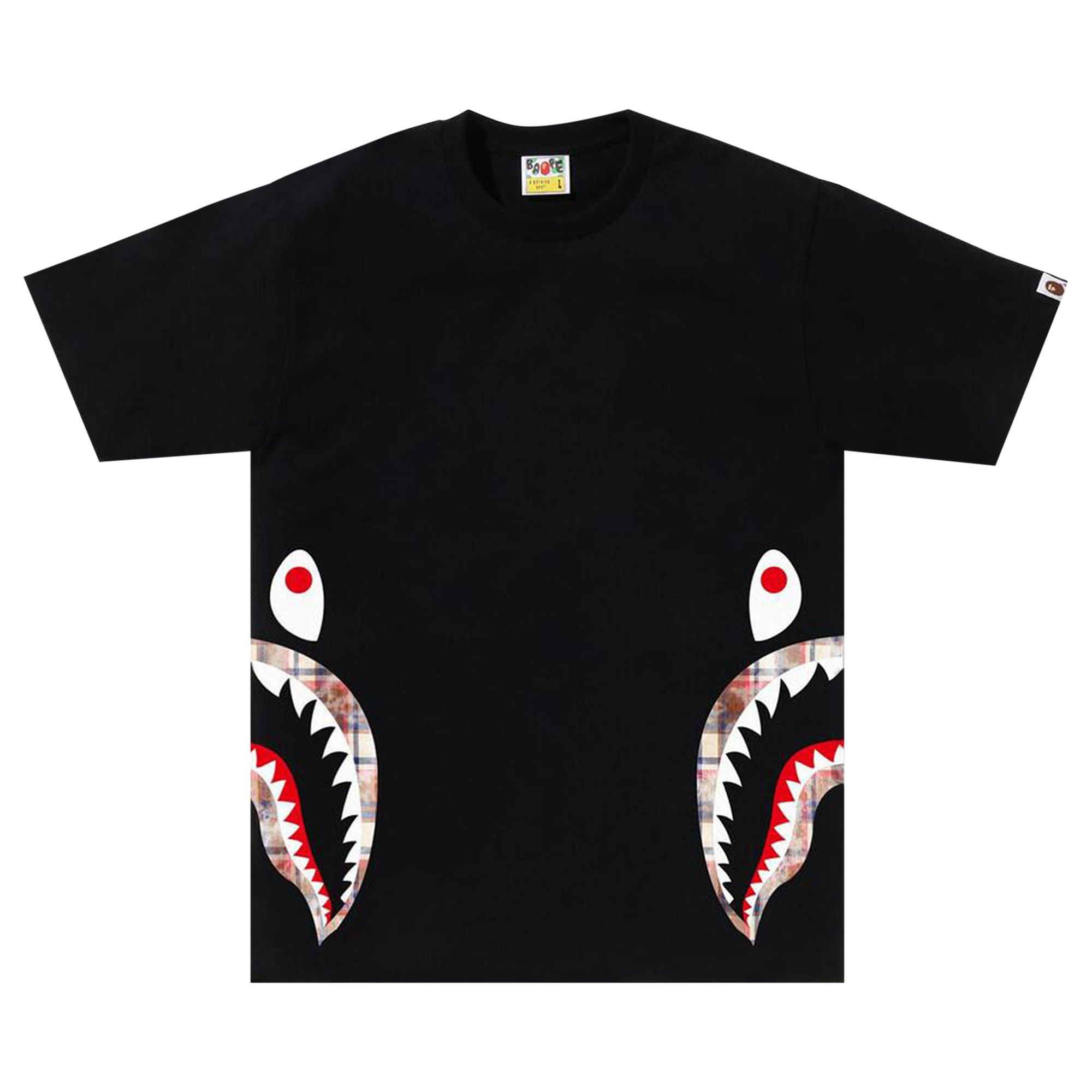 完売必須 A BATHNG APE BLEACHED BAPE CHECK SIDE SHARK TEE Buy BAPE Bleached Check Side Shark Tee 'Black' - 1K30 110
