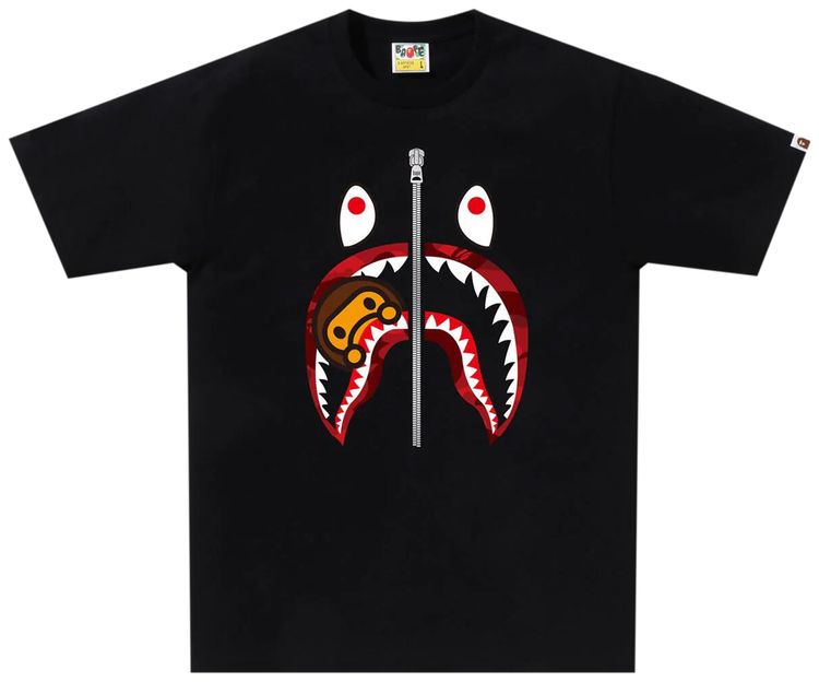 BAPE Color Camo Milo Shark Tee BlackRed