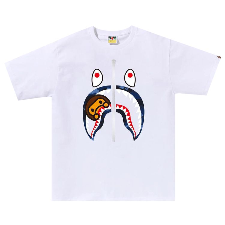 BAPE Color Camo Milo Shark Tee WhiteNavy
