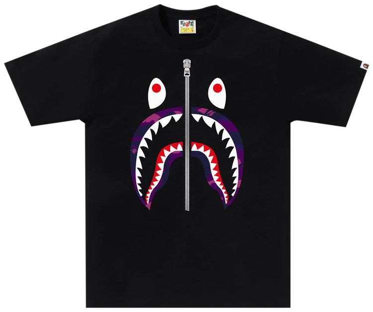 BAPE Color Camo Shark Tee BlackPurple