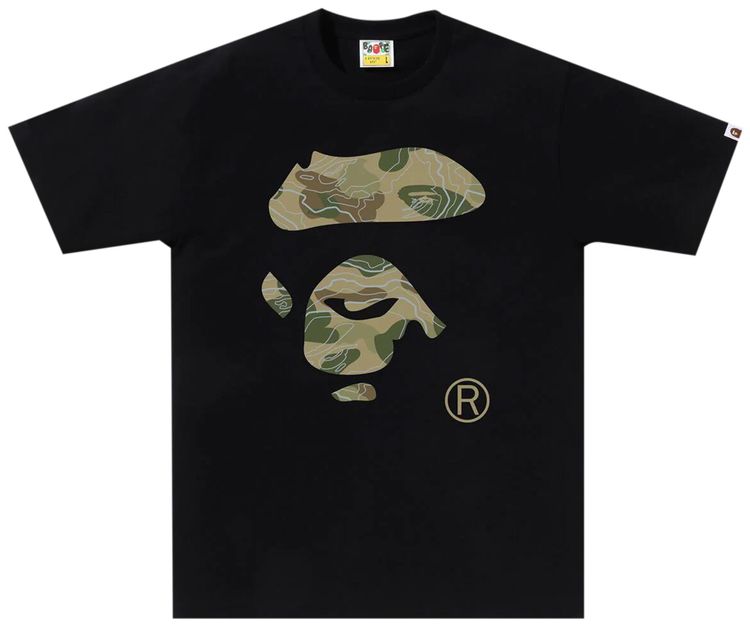 BAPE Layered Line Camo Ape Face Tee BlackBeige