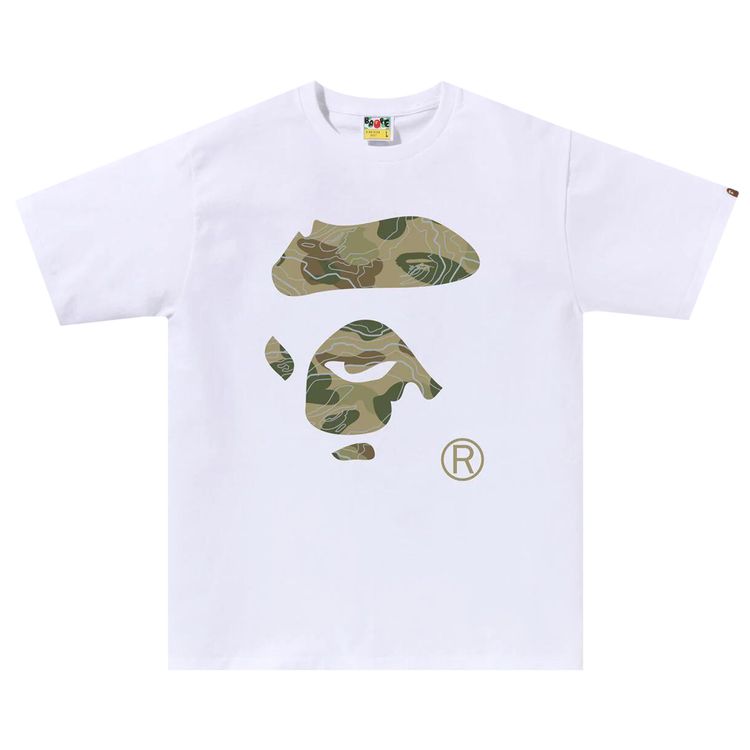 BAPE Layered Line Camo Ape Face Tee WhiteBeige