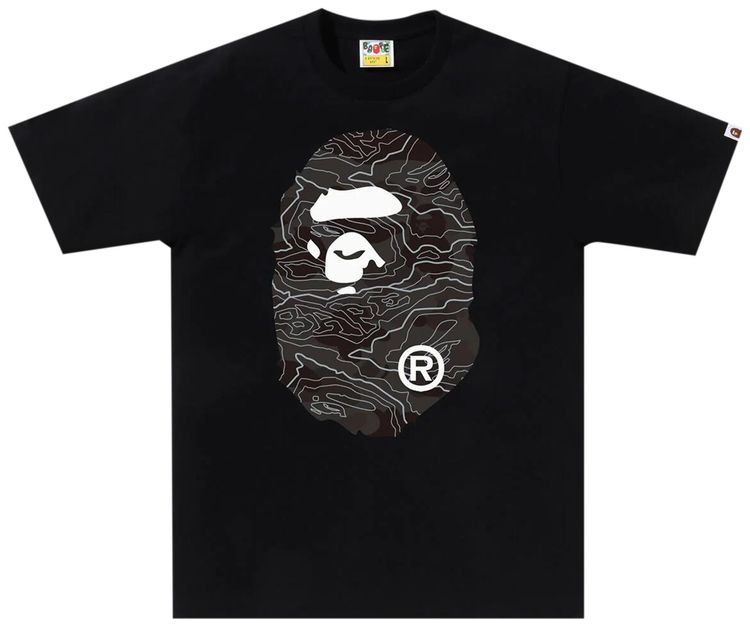 BAPE Layered Line Camo Big Ape Head Tee BlackBlack