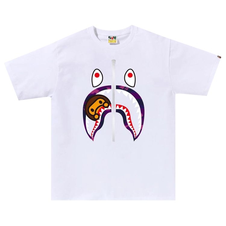 BAPE Color Camo Milo Shark Tee WhitePurple