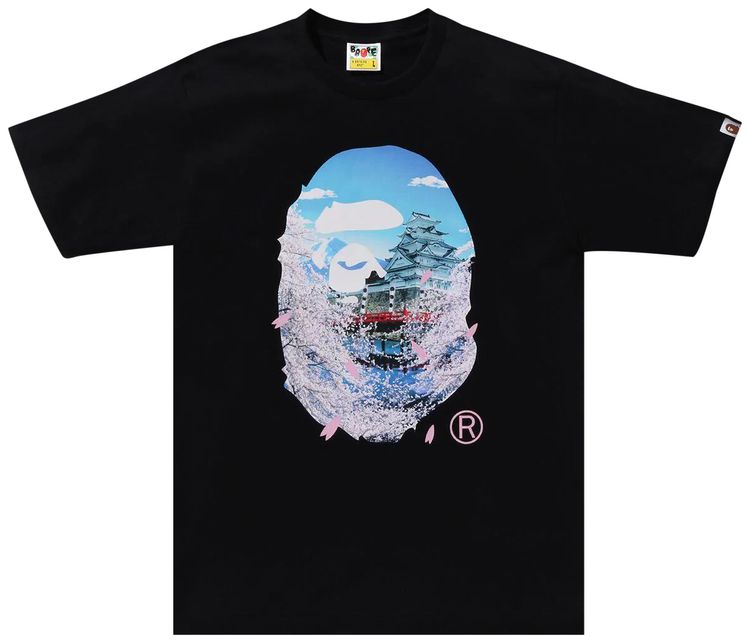 BAPE Sakura Photo Ape Head Tee Black