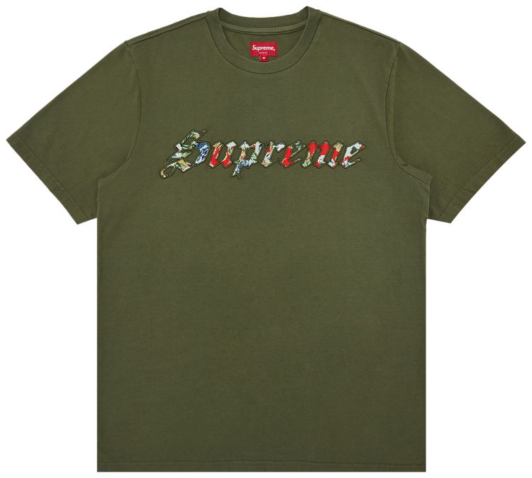 Supreme Floral Applique Short Sleeve Top Olive