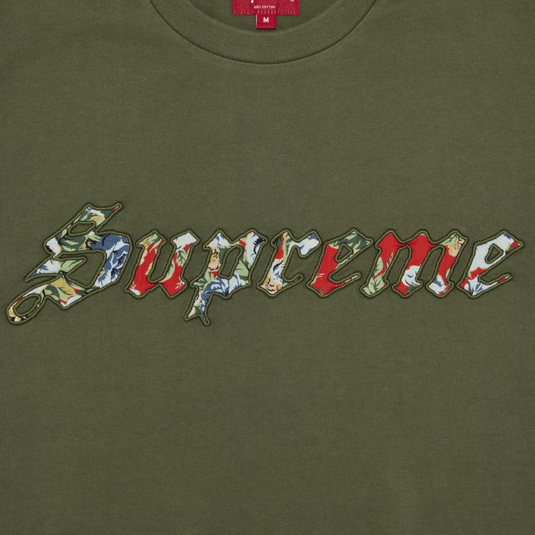 Supreme Floral Applique Short Sleeve Top Olive