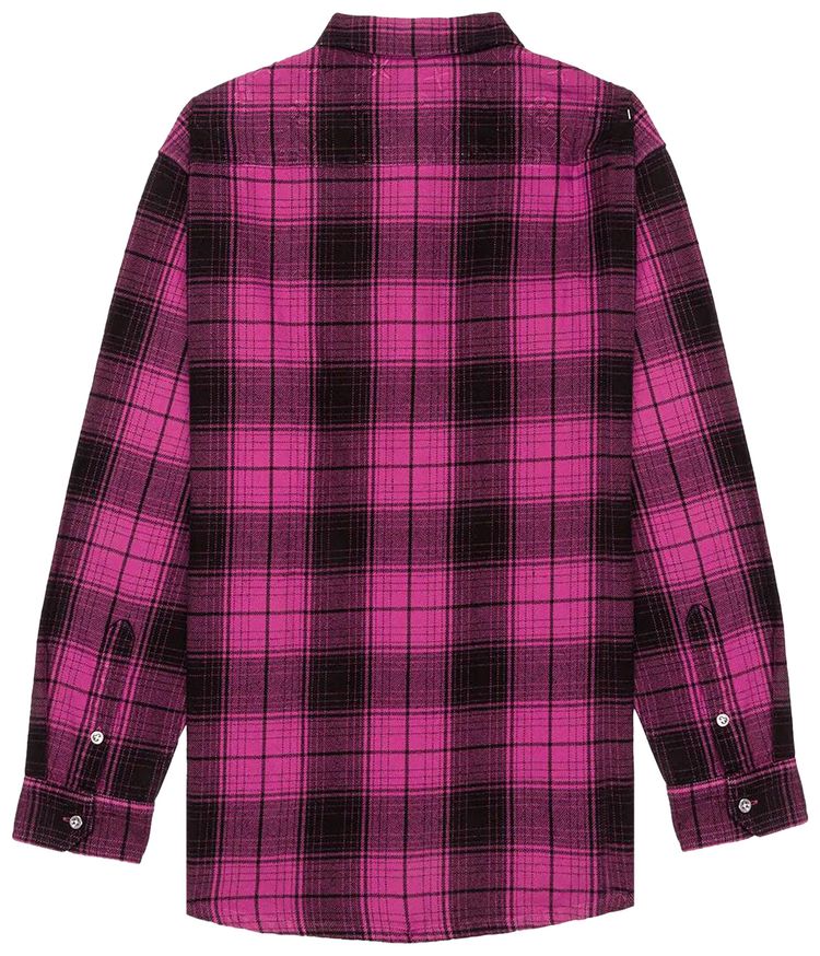 PURPLE BRAND Plaid Flannel Long Sleeve Shirt Pink