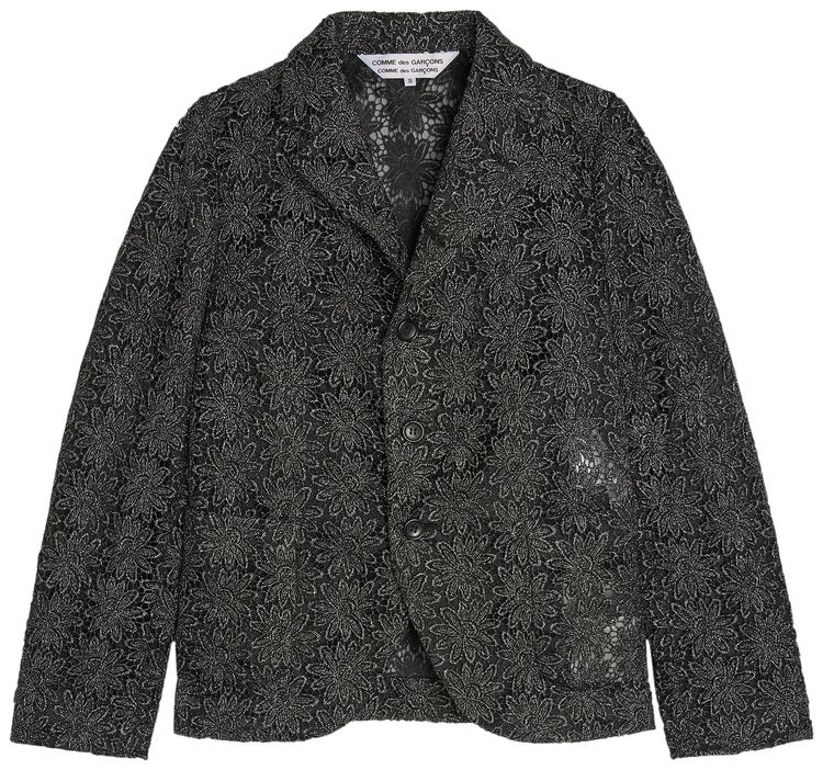 Comme des Garcons Lame Chemical Lace B Pattern Jacket BlackLame