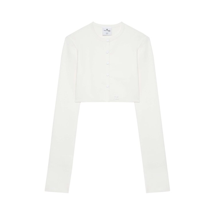 Courrèges Knit Cropped Cardigan 'Heritage White'
