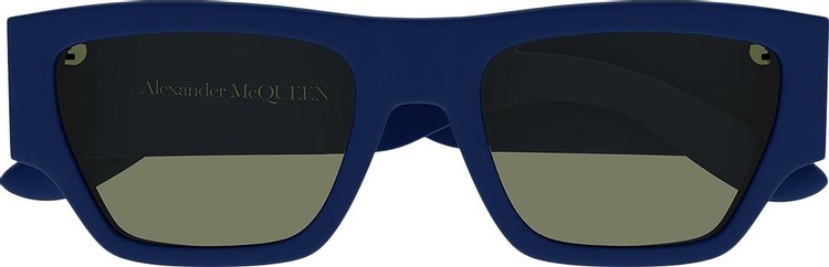 Alexander McQueen Big Square Wide Frame Sunglasses 'Blue'