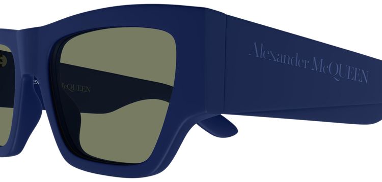 Alexander McQueen Big Square Wide Frame Sunglasses Blue