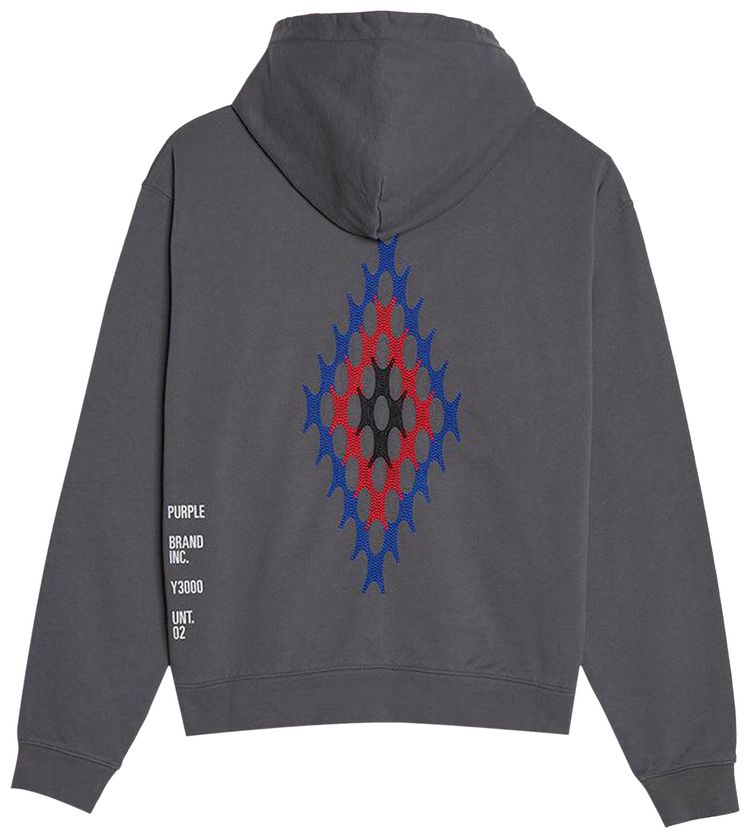 PURPLE BRAND Artifact Embroidered Hoodie Charcoal