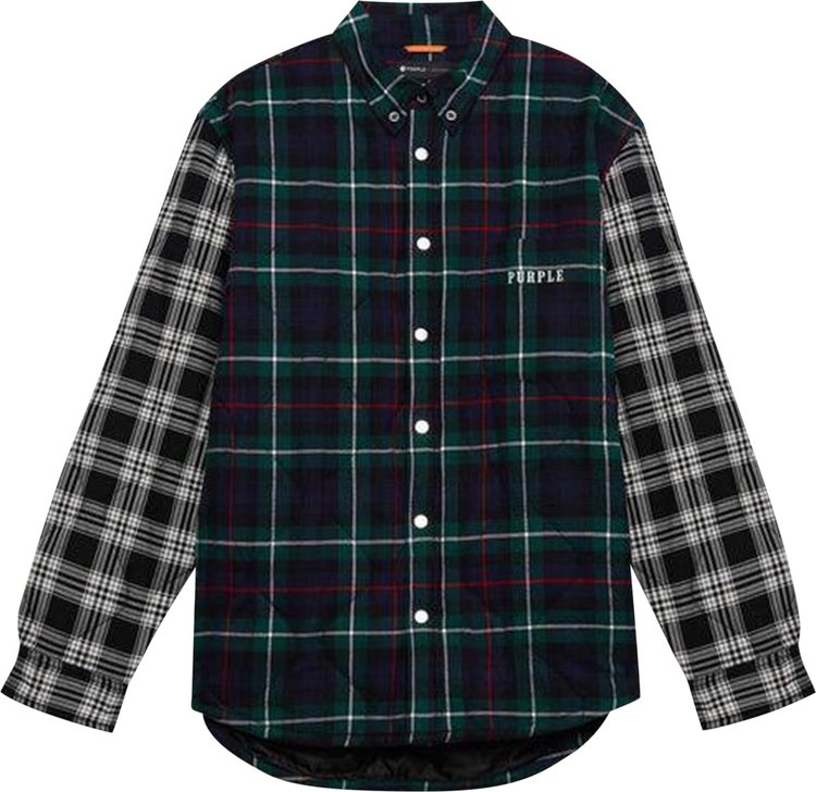 PURPLE BRAND Quilted Plaid Shirt Green