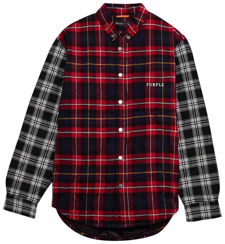 PURPLE BRAND Quilted Plaid Shirt Red