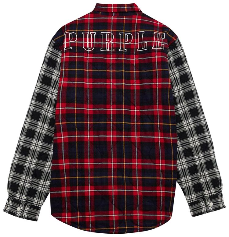 PURPLE BRAND Quilted Plaid Shirt Red