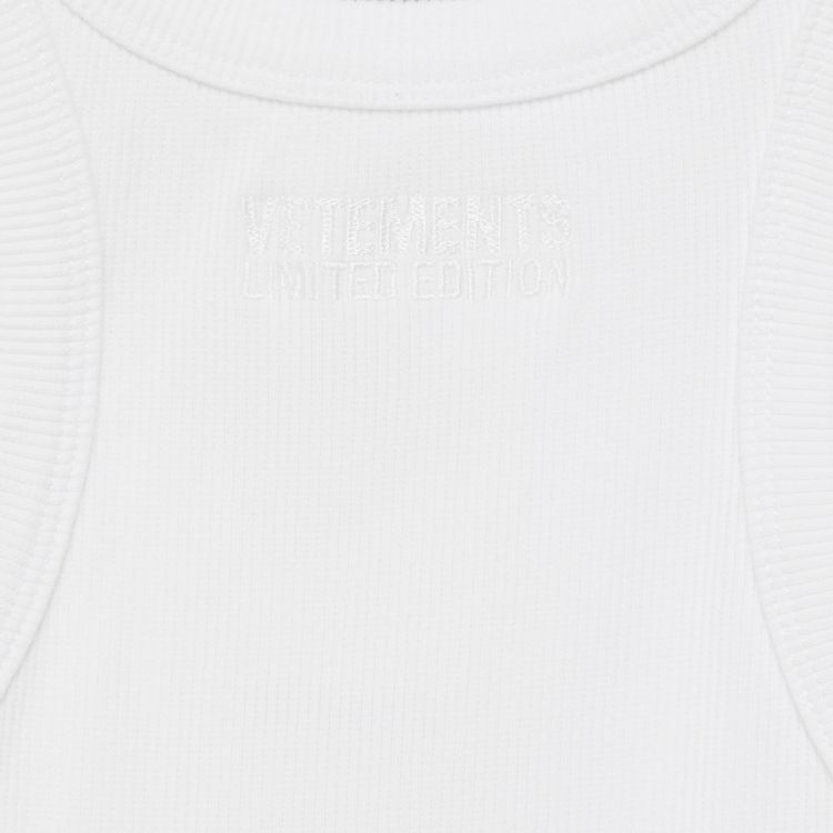 Vetements Cropped Racing Tank Top White