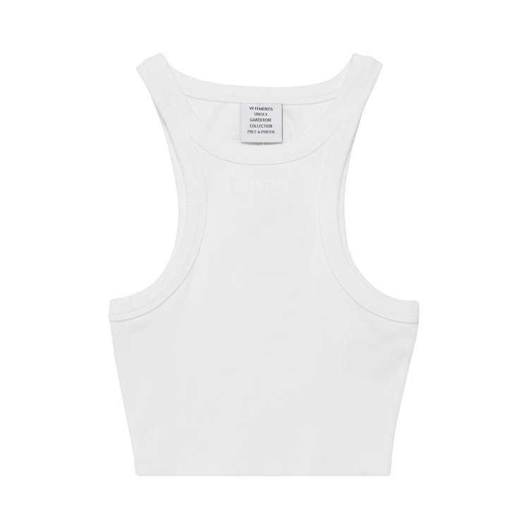 Vetements Cropped Racing Tank Top 'White'