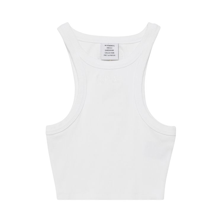 Vetements Cropped Racing Tank Top White