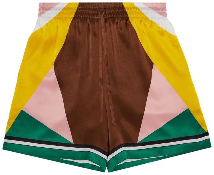 Casablanca Silk Shorts With Drawstrings Geometric Casa Sport