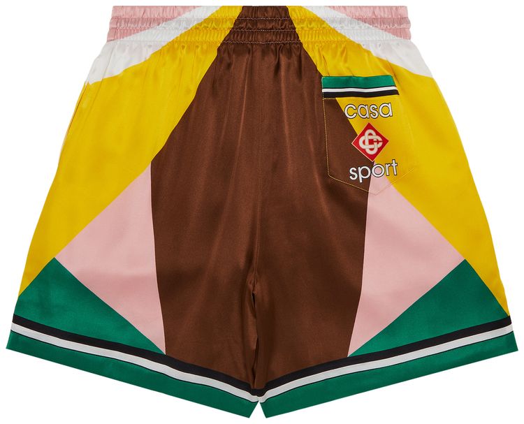 Casablanca Silk Shorts With Drawstrings Geometric Casa Sport