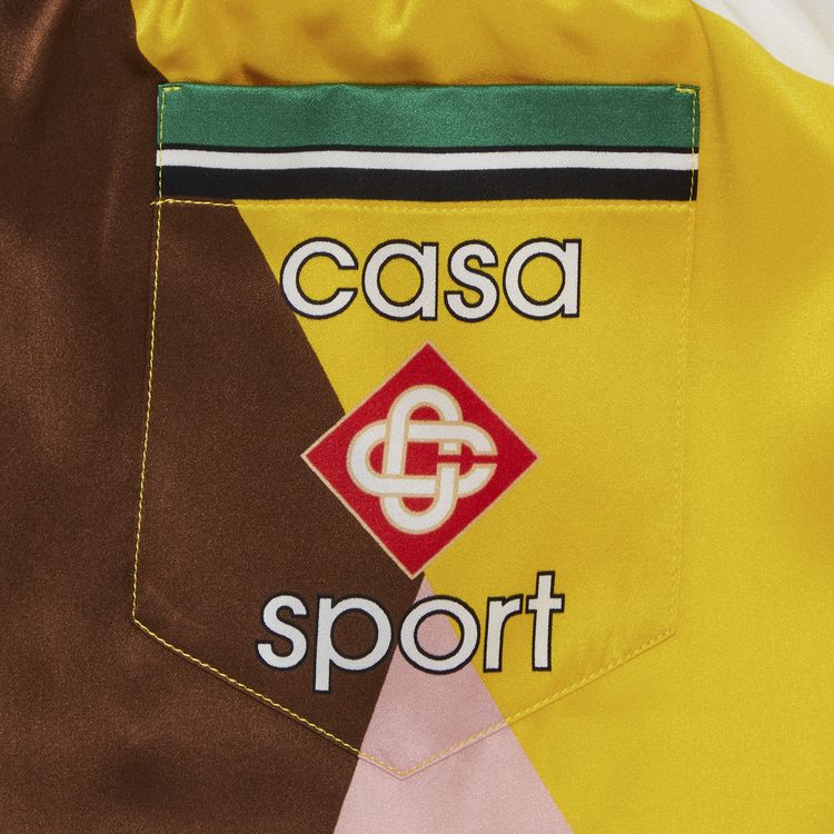 Casablanca Silk Shorts With Drawstrings Geometric Casa Sport