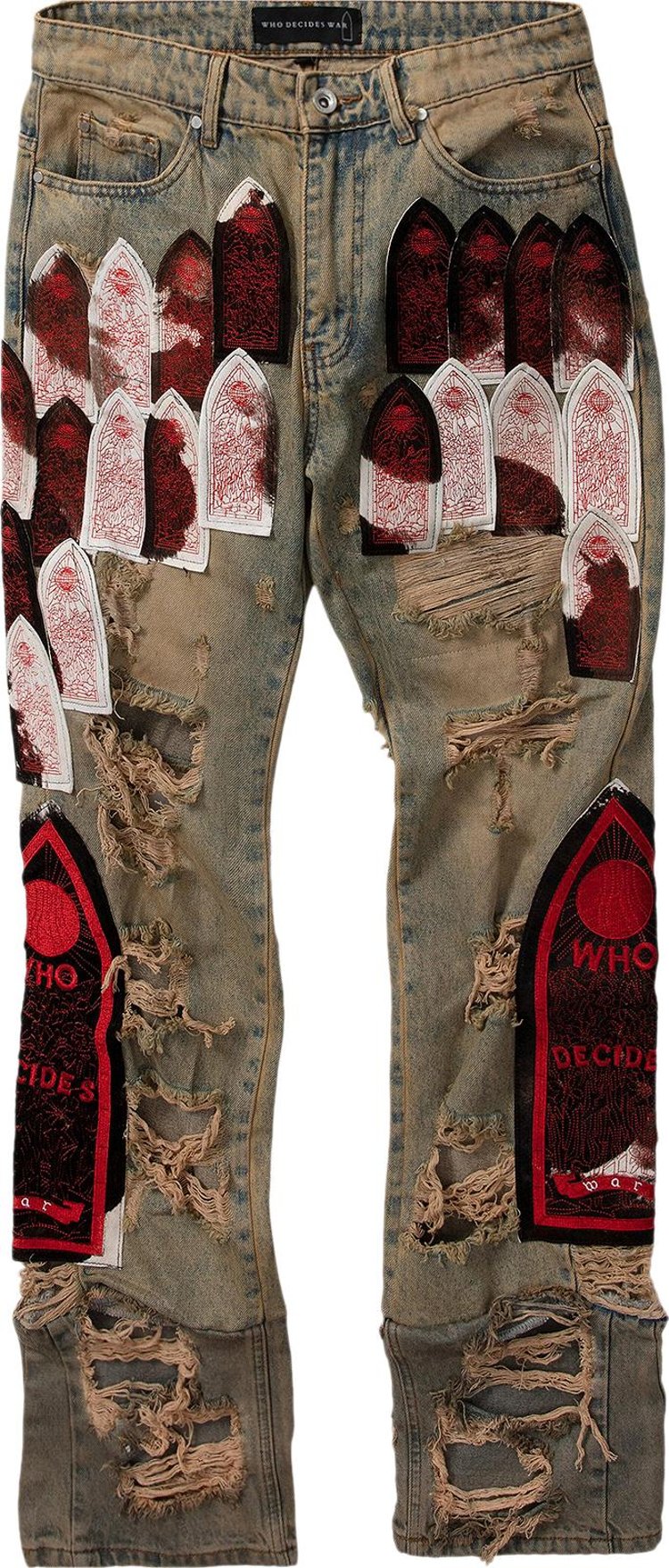 Who Decides War Sangre Patch Denim Pants 'Multicolor'