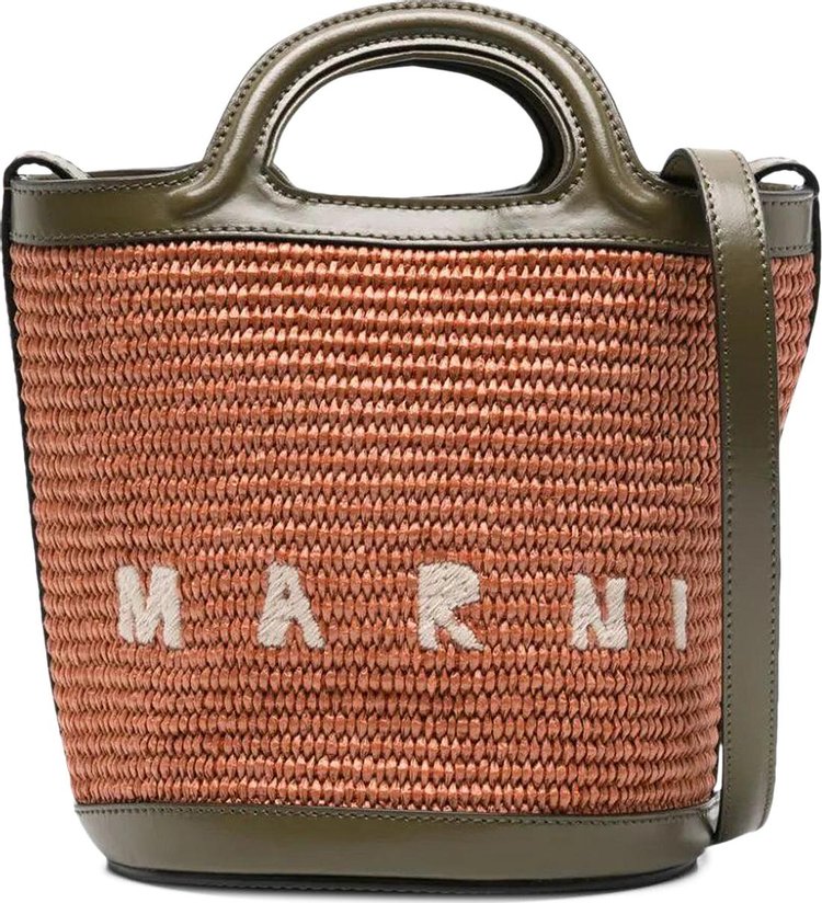 Marni Tropicalia Mini Bucket Bag 'Brick/Olive'