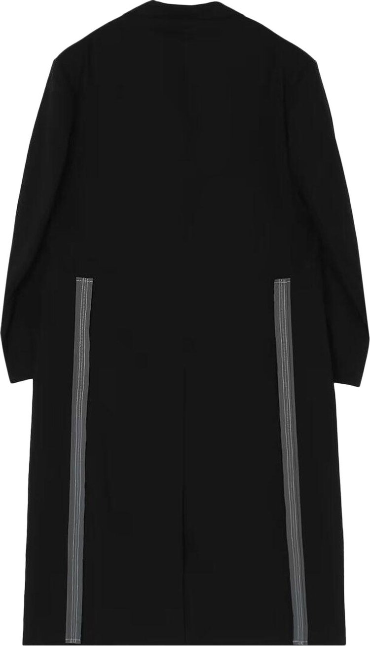 Ys Lyocell Broad Long Jacket With Decorative Cloth Black