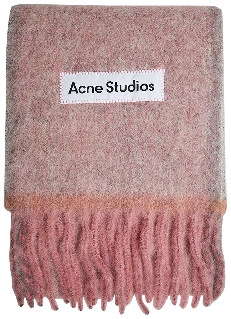 Acne Studios Logo Fringe Scarf Dusty Pink