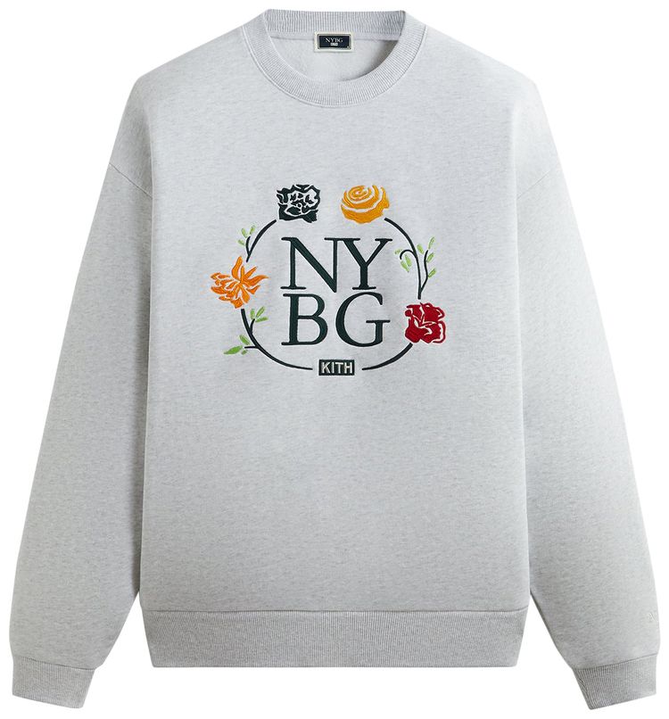 Kith x New York Botanical Garden Logo Nelson Crewneck Light Heather Grey