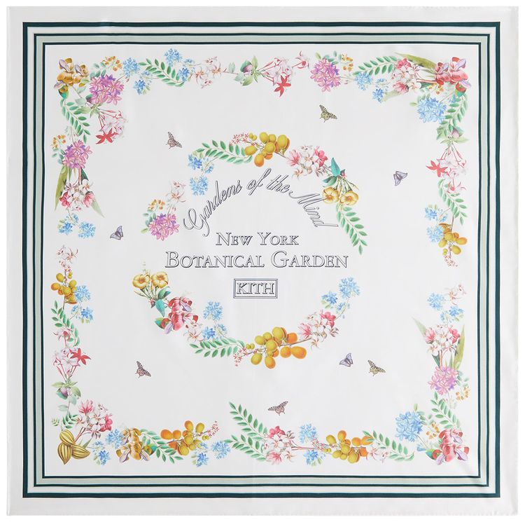 Kith x New York Botanical Garden Printed Silk Scarf White