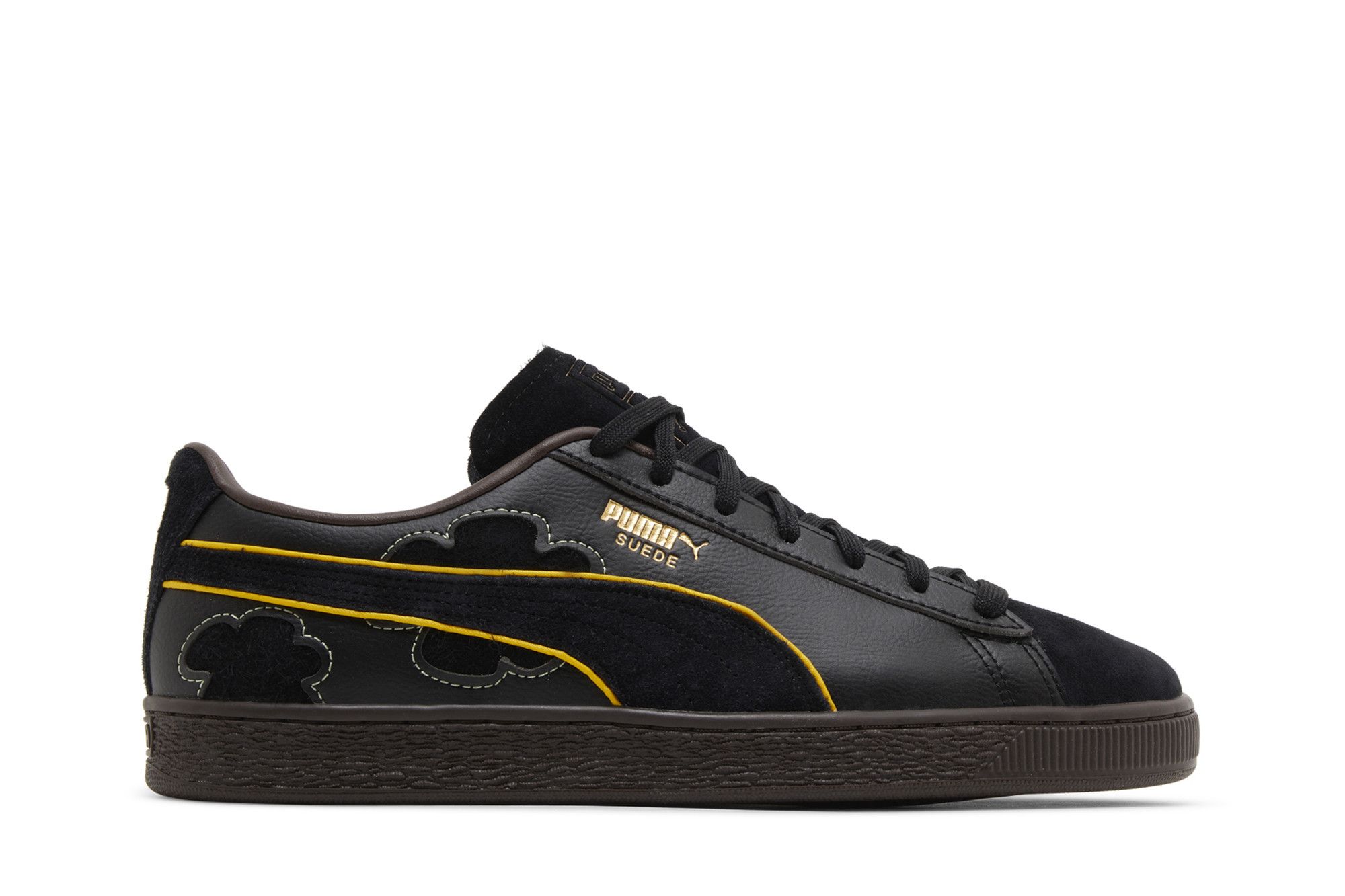 Black and gold pumas patches top