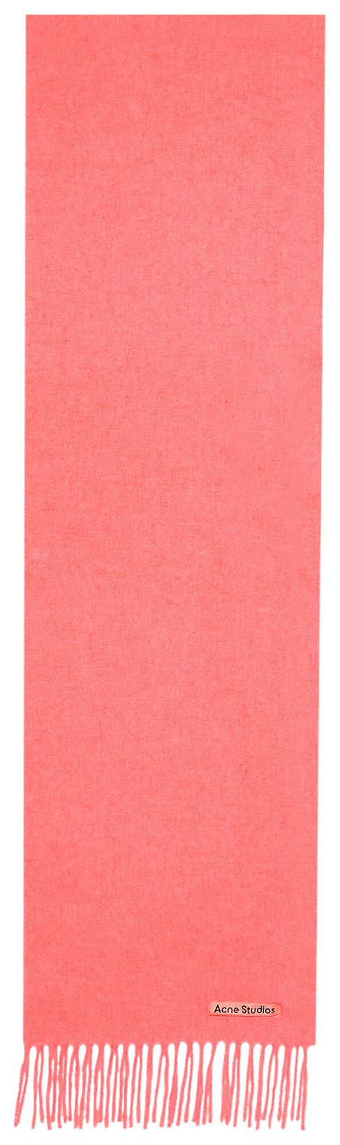 Acne Studios Skinny Fringe Wool Scarf Fluo Pink Melange