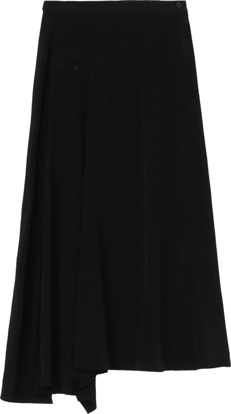 Yohji Yamamoto Piping Pocket Unbalance Skirt Black