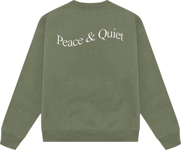 Museum of Peace  Quiet Wordmark Crewneck Olive