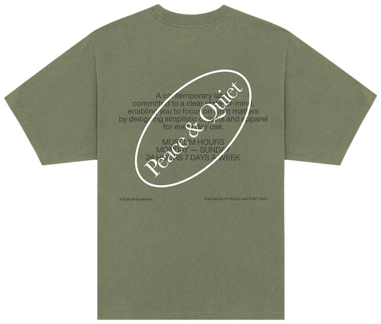 Museum of Peace  Quiet Museum Hours T Shirt Olive
