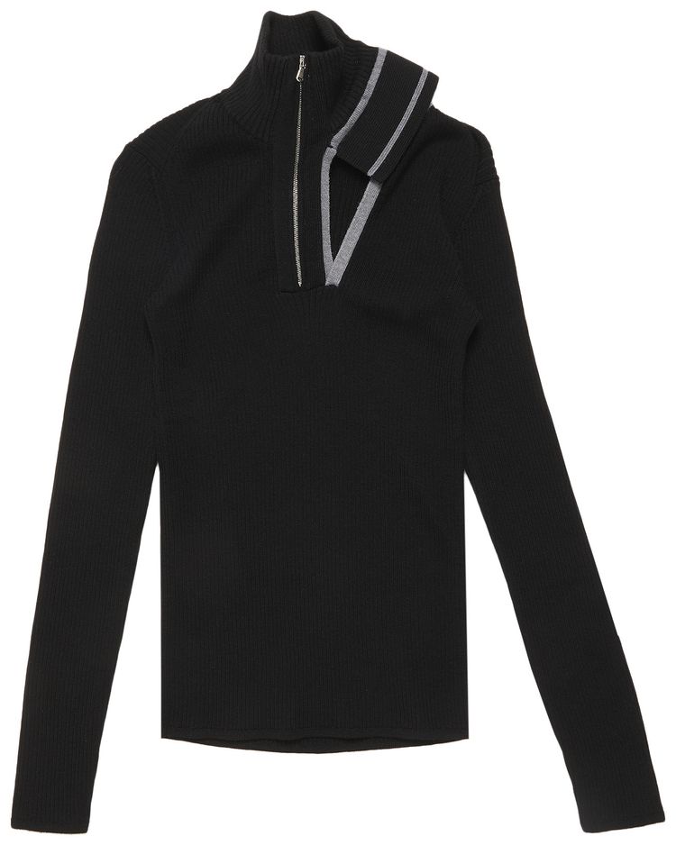 YProject Double Collar Fitted Sweater Evergreen Black