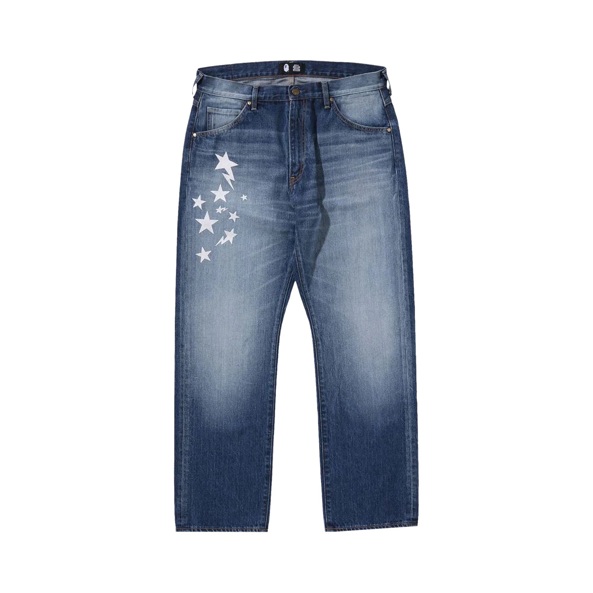 Buy BAPE x Black Eye Patch Loose Fit Denim Pants 'Indigo