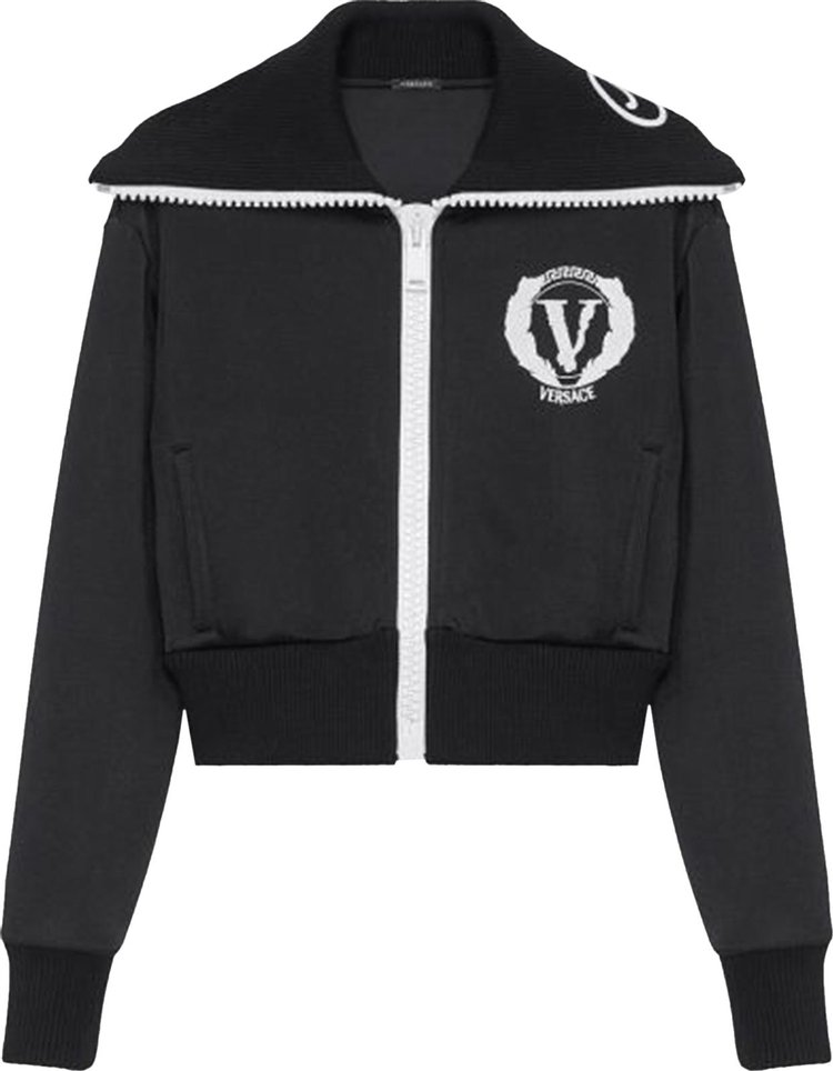 Versace Logo Embroidered Track Jacket 'Black'